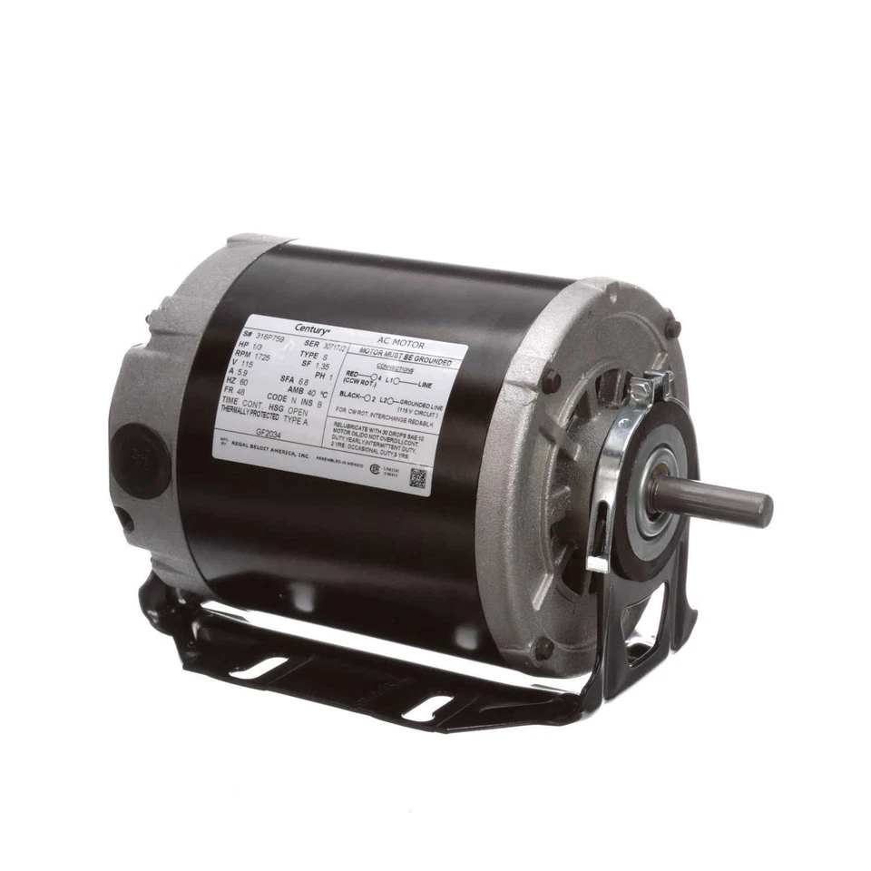 Marathon GF2034 Electric Motor 1/3 HP 1800 Rpm 1PH 115/230 Volt 48Y 048S17D11042