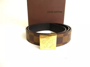 Cintura Cintura Originale LOUIS VUITTON Damier marrone oro taglia 75-85 cm S #9812 - Foto 1 di 12