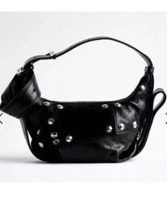 Zadig & Voltaire Le Cecilia XS Black Patchwork Studded Bag - Picture 1 of 12