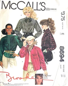 1980's McCall's Misses' Shirt Brooke Shields Pattern 8694 Size 12 UNCUT - Picture 1 of 2