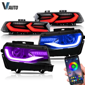 Faros VLAND LED RGB + luces traseras rojas de humo para Chevrolet Camaro 2014 2015 - Imagen 1 de 19