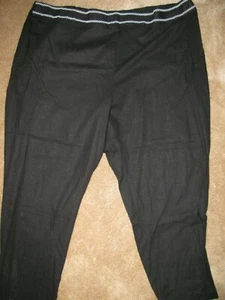 CLEARANCE! MAGGIE BARNES Women's 32 W Black Linen Pants with White Stitching NWT - Picture 1 of 5