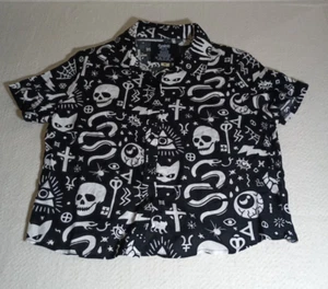 Spencers Top Womens M Halloween Day of the Dead Black Magic Gothic Blouse Shirt - Picture 1 of 12