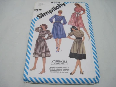 Simplicity 6379 Square Neck Cottagecore Dress 1980s Misses Size 10 12 14 Uncut - Image 1 of 4