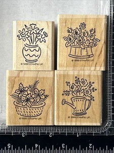 Stampin Up! Itty Bitty Bouquets Rubber Stamps Vase Watering Can Flowers - Picture 1 of 5