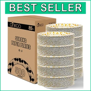 Time-Saving 8.5-Inch Disposable Paper Plates - 500 Count for Effortless Dining - Picture 1 of 8