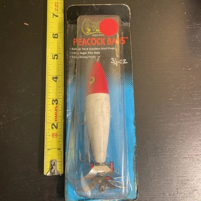 Luhr Jensen Peacock Bass Ozark Mountain 4" 3/4 OZ blanco/rojo cabeza vintage nuevo en caja Foto 1 de 4