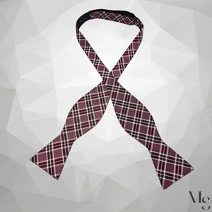 Beautiful Purple Plaids & Cheks Adjustable Silk Self Bow Tie USA W:2.5" EX COND - Picture 1 of 4