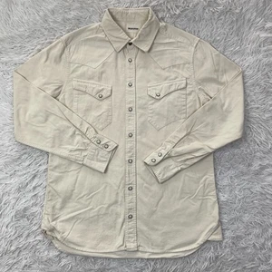 Taylor Stitch Shirt Mens 40 Medium Natural Pincord Corduroy Western Pearl Snap M - Picture 1 of 11