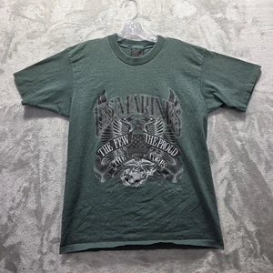 US Marines Shirt Mens Large Green Graphic Tee The Few The Proud Single Stitch - Picture 1 of 10