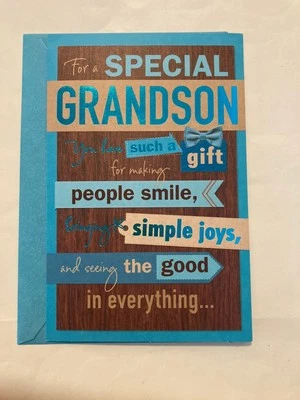Happy Birthday For A Special Grandson Large Greeting Card - Image 1 of 4