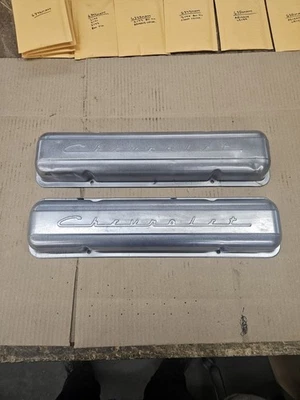 1955-1958 Corvette Tri-Five Bel-Air SBC 283 327 Valve Covers Chevrolet Script - Image 1 of 4