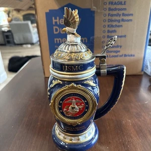 USMC Values Heirloom Porcelain Stein Bradford Exchange 11 1/2in Tall - Picture 1 of 6