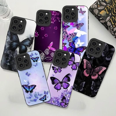 Encantadora funda de teléfono TPU resistente con mariposa para iPhone 16e 15 17 Samsung Galaxy S25 Foto 1 de 4