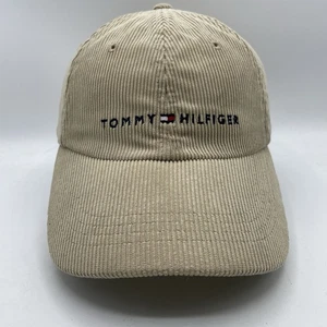 Tommy Hilfiger Hat Adult Strapback Khaki Corduroy Baseball Dad Cap SpellOut Logo - Picture 1 of 10