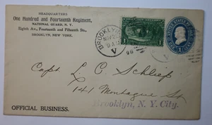1898 Brooklyn NY Military Mail 114th Regiment Cover Letter Enclosed 285 - Picture 1 of 4