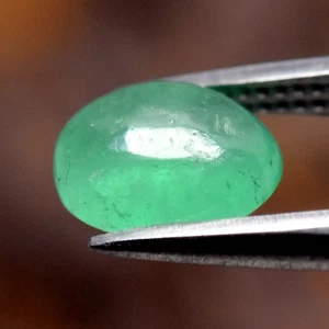💎 0.63ct 6x5mm Oval Cabochon Natural Green Emerald - Colombia Gemstone - Picture 1 of 4