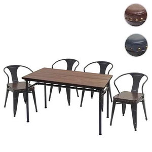 Esszimmer-Set HWC-H10, 4x Esszimmerstuhl + Esszimmertisch, Ulme Holz Gastronomie - Bild 1 von 14