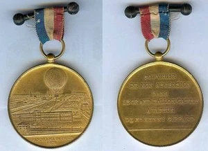 Médaille souvenir - PARIS 1878 ascencion ballon à vapeur Henry GIFFARD d=50,7mm - Picture 1 of 1