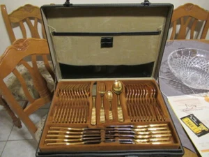 AMC Besteck Gold Neu 70tlg.Noblesse 23/24 Karat Hartvergoldet 12 P.im Koffer ! - Bild 1 von 10