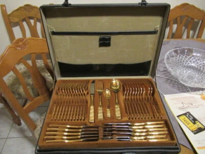 AMC Besteck Gold Neu 70tlg.Noblesse 23/24 Karat Hartvergoldet 12 P.im Koffer ! - Bild 1 von 4