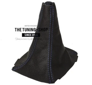 Shift Boot For SCION tC 2005-10 Manual Black Genuine Leather Blue Stitch - Picture 1 of 4