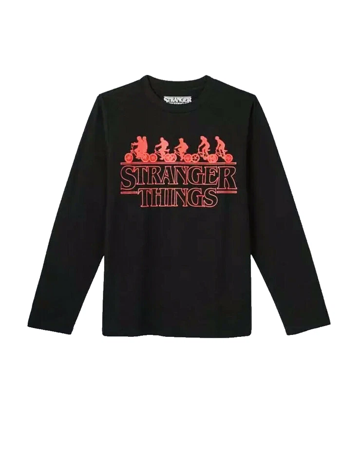 Long Sleeve Black Shirt Men’s Size XS Netflix Stranger Things Red Lettering