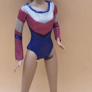 Barbie Gymnast Doll Outfit Pink And Blue Leotard Replacement Doll Clothes - Picture 1 of 6