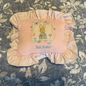 VINTAGE EDEN PETER RABBIT PINK EMBROIDERED HANGING CRIB MUSICAL PILLOW Works - Picture 1 of 7