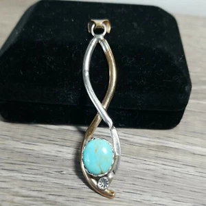 Lutricia Yellowhair Sterlingsilber 12 kgf Türkis Sterlingsilber Anhänger Vintage  - Bild 1 von 4