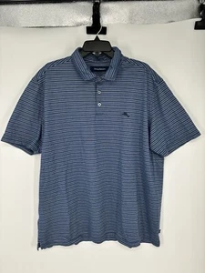 Tommy Bahama 2XL Polo Shirt Pima Cotton Polyester Blend Navy Blue Striped 2XL - Picture 1 of 6