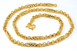 Klassische Thai Mix Glieder Baht Kette 20" 5mm Halskette 22K 24K Gold GP Schmuck GT57 - Bild 1 von 5