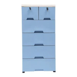 YIYIBYUS Accent Cabinet 19.7"x13.8"x40" 5-Tire Blue Plastic w/6 Drawers+4 Wheels - Picture 1 of 2