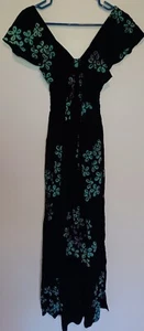 Hula Hula Batik Hawaiian Sundress Black Island Aloha taglia unica S/M nuovo - Foto 1 di 5