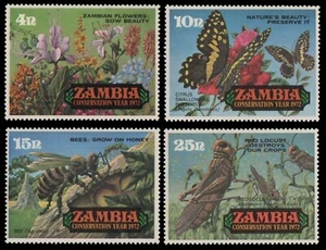 Zambia 1972 - Mi-N.o 89-92 ** - Estampillada sin montar o nunca montada - Conservación de la naturaleza - Abejas / Abejas - Imagen 1 de 1