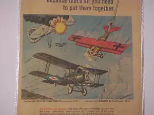 RARE VINTAGE ~WWI GERMAN WAR AIRPLANE AURORA PLASTIC MODEL KIT TOY AD~ ORIG 1968 - Picture 1 of 4
