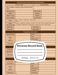 Firearms Record Book: Record Keeping Book for Tracking Gun Inventory, Maintenanc - Picture 1 of 12