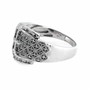 0.26 ct Natural Diamond Sterling Silver Belt Buckle Ring Size 9 - Picture 1 of 6