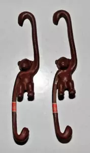 vintage Cast Iron Monkey Hook S Plant Hanger Brown 6" Long LOT of 2 - Picture 1 of 4