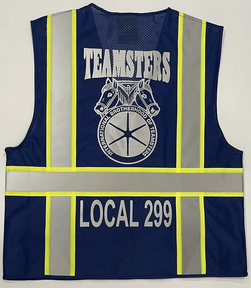 🚧 TEAMSTERS UNION BLACK REFLECTIVE SAFETY VEST 🚧 👉🏼 ADD YOUR LOCAL # 4 FREE - Image 1 of 4