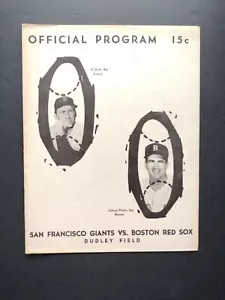 1964 SF Giants vs. Boston Red Sox Exhibition Scorecard - Mays, McCovey e altri - Foto 1 di 4
