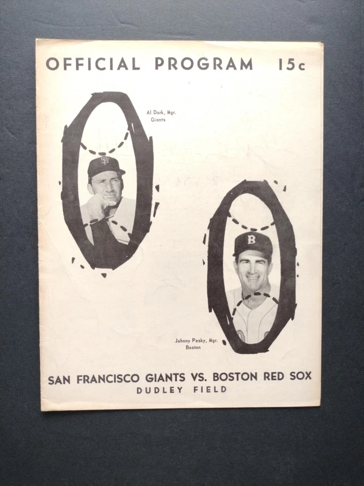 1964 SF Giants vs. Boston Red Sox Exhibition Scorecard - Mays, McCovey, and More - Image 1 of 4