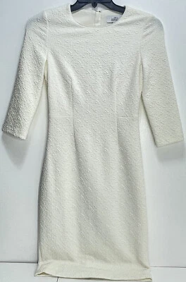 Vestido Vaina Belle Badgley Mischka Manga Media Tejido Acolchado Floral Talla 2 Marfil Foto 1 de 4