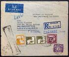 1945 Palestine-Britain registered airmail taxed for reforwarding in UK