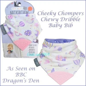 Cheeky Chompers Neckerchew Bandana Rainbow Chewy Teething Dribble Bib NEW PINK - Picture 1 of 12