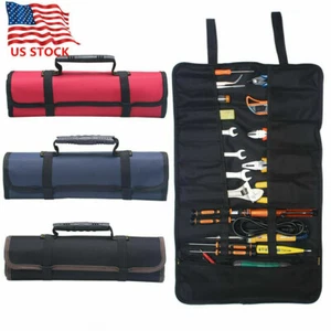 Electrician Tool Pocket Bag Roll Up Storage Organizer Bags Canvas Chisel Toolkit - Picture 1 of 15