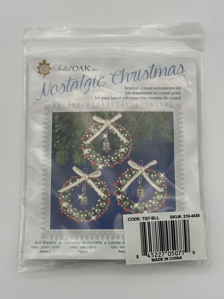 Nostalgic Christmas Beaded Crystal Ornament Kit Nc017 Bell Wreaths Makes 3