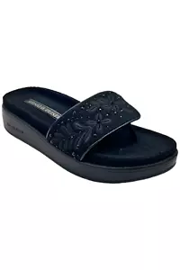 Donald Pliner Women's Fifi Felt Wedge Sandal Black Embellished - Picture 1 of 3