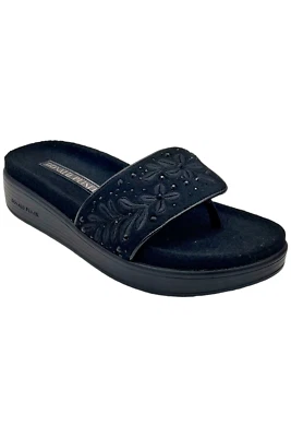 Sandalia de cuña de fieltro Donald Pliner para mujer adornada negra Foto 1 de 3