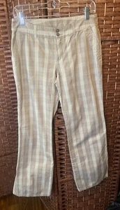 Patagonia Womens Size 8 All Wear Ankle Pant Organic Cotton Plaid Khaki - Picture 1 of 11